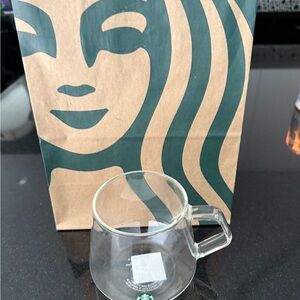 Starbucks Clear Glass Mug with Green Siren Accent
